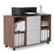 Supfirm Mobile lateral filing cabinet with 2 drawers and 4 open storage cabinets, for home office, walnut-light gray