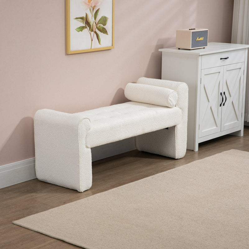COOLMORE Modern Ottoman Bench, Bed stool made of loop gauze, End Bed Bench, Footrest for Bedroom, Living Room, End of Bed, Hallway - Supfirm