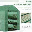 Supfirm 7' x 5' x 6.5' Walk-in Greenhouse, PE Cover, 3-Tier Shelves, Steel Frame Hot house, Roll-Up Zipper Door for Flowers, Vegetables, Saplings, Tropical Plants, Green