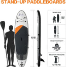 Supfirm Inflatable Stand Up Paddle Board – Simple Deluxe Premium SUP for All Skill Levels, Paddle Boards for Youth & Adults, Blow Up Stand-Up Paddleboards with Accessories & Backpack, Surf Control, Black