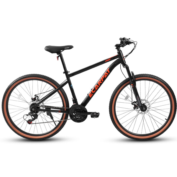 Supfirm A24301 Ecarpat Mountain Bike 24 Inch Wheels, 21-Speed Mens Womens Trail Commuter City Mountain Bike, Carbon steel Frame Disc Brakes Thumb Shifter Front Fork Bicycles