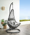 Supfirm ACME Uzae Patio Hanging Chair with Stand, Gray Fabric & Charcaol Wicker 45105