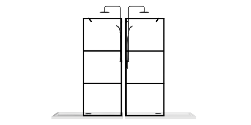 Supfirm Goodyo 34" Shower Screen Door Walk-in Wet-room, Black, 3-panel Style