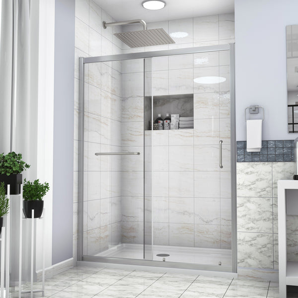 Supfirm Shower Door 48" W x 72"H Single Sliding Bypass Shower Enclosure,Chrome