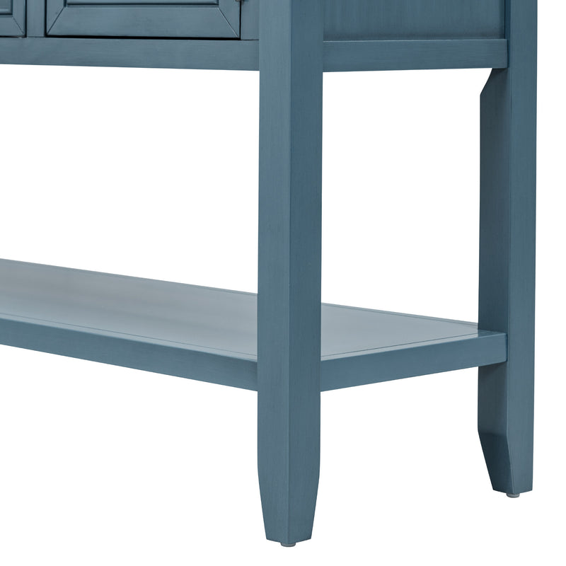Supfirm TREXM Cambridge Series  Ample Storage Vintage Console Table with Four Small Drawers and Bottom Shelf for Living Rooms, Entrances and Kitchens (Light Navy, OLD SKU: WF190263AAH)