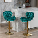 A&A Furniture,Swivel Bar Stools Set of 2, Velvet Counter Height Adjustable Barstools, Dining Bar Chairs Upholstered Modern Bar Seat Stool for Kitchen Island, Cafe, Bar Counter, Dining Room（Green) - Supfirm