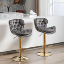 A&A Furniture,Swivel Bar Stools Set of 2, Velvet Counter Height Adjustable Barstools, Dining Bar Chairs Upholstered Modern Bar Stool for Kitchen Island, Cafe, Bar Counter, Dining Room（Gray) - Supfirm
