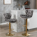A&A Furniture,Swivel Bar Stools Set of 2, Velvet Counter Height Adjustable Barstools, Dining Bar Chairs Upholstered Modern Bar Stool for Kitchen Island, Cafe, Bar Counter, Dining Room（Gray) - Supfirm
