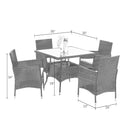 Supfirm 5-Pieces PE Rattan Wicker Patio Dining Set with Grey Cushions