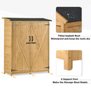 Supfirm TOPMAX Outdoor 5.3ft Hx4.6ft L Wood Storage Shed Tool Organizer,Garden Shed, Storage Cabinet with Waterproof Asphalt Roof, Double Lockable Doors, 3-tier Shelves for Backyard, Natural