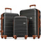 Supfirm Luggage Sets New Model Expandable ABS Hardshell 3pcs Clearance Luggage Hardside Lightweight Durable Suitcase sets Spinner Wheels Suitcase with TSA Lock 20''24''28''(black and brown)