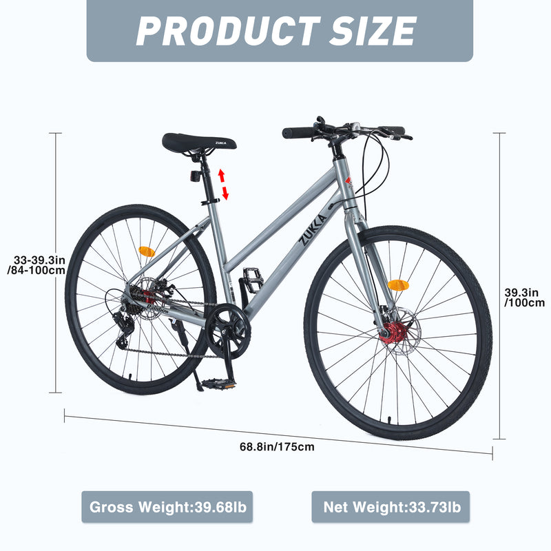 Supfirm 7 Speed Hybrid bike Disc Brake 700C Road Bike For men women's City Bicycle