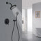 Supfirm Round Shower System Wall Mounted Shower Faucet Rain Mixer Combo Set, Rain Shower Head Shower Set for Bathroom in Matte Black