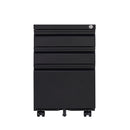 Supfirm 3-Drawer Mobile File Cabinet with Lock, Office Storage Filing Cabinet for Legal/Letter Size, Pre-Assembled Metal File Cabinet Except Wheels Under Desk(Black)