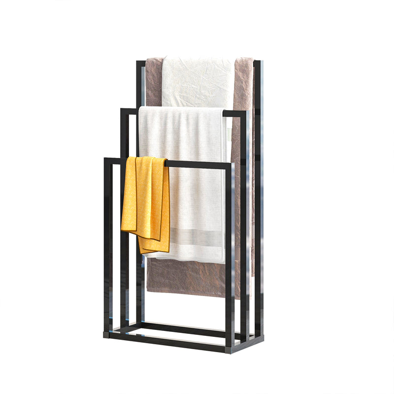 Supfirm Metal Freestanding Towel Rack 3 Tiers Hand Towel Holder Organizer for Bathroom Accessories, Black