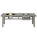Supfirm Wholesale Aluminum Outdoor Coffee Dining Patio Firepit Table Propane Gas Fire Pit Table With Stainless Steel Ice Tub