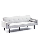 Futon Sofa Bed Convertible Couch Bed with Armrests Modern Living Room Linen Sofa Bed, Folding Recliner Futon Couch Sleeper Set with Solid Wood legs - Supfirm