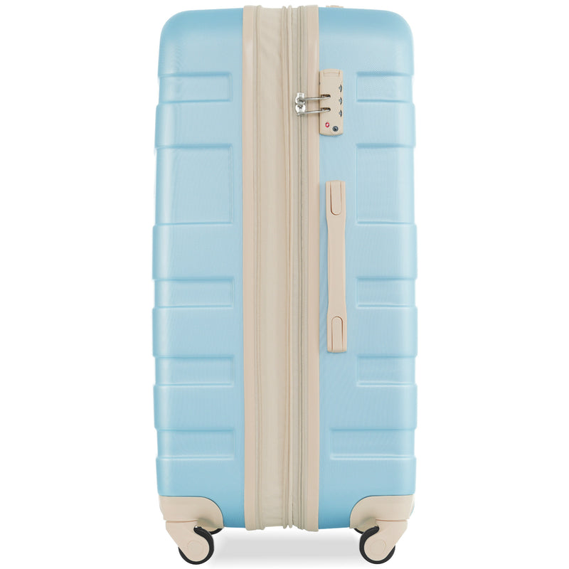 Supfirm Luggage Sets New Model Expandable ABS Hardshell 3pcs Clearance Luggage Hardside Lightweight Durable Suitcase sets Spinner Wheels Suitcase with TSA Lock 20''24''28''( golden blue and beige)