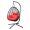 Supfirm Outdoor Rattan Hanging Oval Egg Chair in Stock, 37"Lx35"Dx78"H (Red)