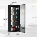 Supfirm Glass Display Cabinet with 5 Shelves Double Door, Curio Cabinets for Living Room, Bedroom, Office, White Floor Standing Glass Bookshelf, Quick Installation30x10 Inch Medicine Cabinets Adjustable to Glass Shelves Black - Supfirm