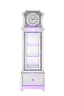 Supfirm ACME Noralie GRANDFATHER CLOCK W/LED Mirrored & Faux Diamonds AC00350