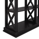 Supfirm TREXM Console Table with 3-Tier Open Storage Spaces and "X" Legs, Narrow Sofa Entry Table for Living Room, Entryway and Hallway (Black)