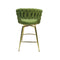 Bar Chair Linen Woven Bar Stool Set of 2,Golden legs Barstools No Adjustable Kitchen Island Chairs,360 Swivel Bar Stools Upholstered Bar Chair Counter Stool Arm Chairs with Back Footrest, (Green) - Supfirm