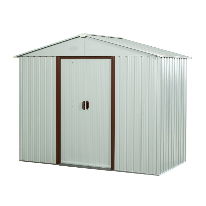 Supfirm 8ft x 4ft Outdoor Metal Storage Shed White YX48