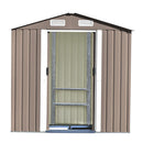 Supfirm TOPMAX Patio 6ft x4ft Bike Shed Garden Shed, Metal Storage Shed with Adjustable Shelf and Lockable Door, Tool Cabinet with Vents and Foundation for Backyard, Lawn, Garden, Brown