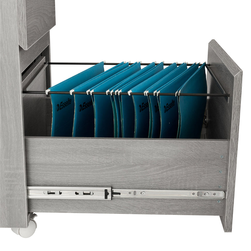 Supfirm Rolling Two Drawer Vertical Filing Cabinet with Lock and Storage, Grey