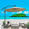 Supfirm Tan 10 ft Outdoor Patio Umbrella Solar Powered LED Lighted Sun Shade Market Waterproof 8 Ribs Umbrella with Crank and Cross Base for Garden Deck Backyard Pool Shade Outside Deck Swimming Pool