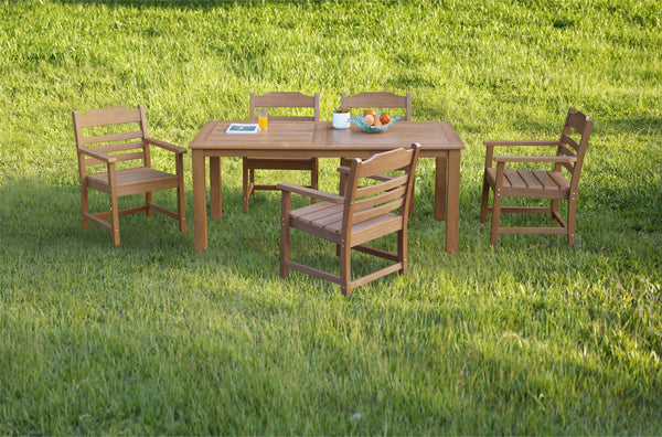 Supfirm HIPS Dining Set, Rectangular All Weather Dining Table 5 Pieces(4 Dinning chair+ 1 Dining Table), Outdoor/Indoor Use,TEAK