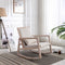 Supfirm Solid wood linen fabric antique white wash painting rocking chair with  removable lumbar pillow