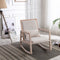 Supfirm Solid wood linen fabric antique white wash painting rocking chair with  removable lumbar pillow