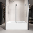 Supfirm 56'' - 60'' W x 66'' H Single Sliding Frameless Tub Shower Door With 3/8 Inch (10mm) Clear Glass in Chrome