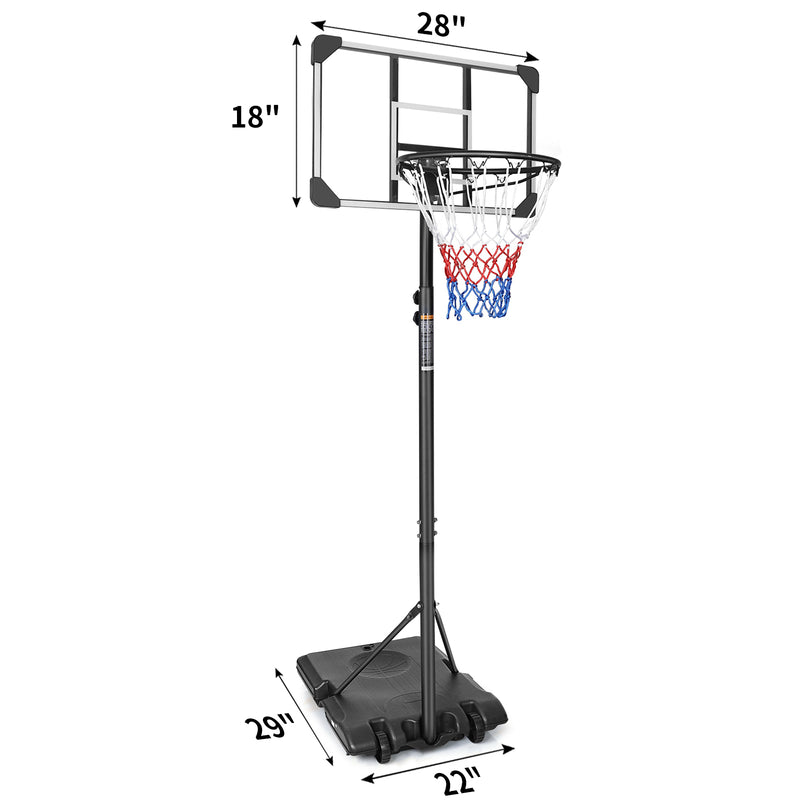 Supfirm Portable Basketball Goal System with Stable Base and Wheels, use for Indoor Outdoor teenagers youth height adjustable 5.6 to 7ft Basketball Hoop 28 Inch Backboard