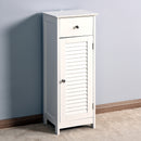 Supfirm Bathroom Floor Cabinet Storage Organizer Set with Drawer and Single Shutter Door Wooden White