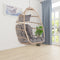 Supfirm Outdoor Garden Rattan Egg Swing Chair Hanging Chair Wood+Light Gray