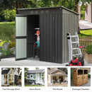 Supfirm Backyard Storage Shed with Sloping Roof Galvanized Steel Frame Outdoor Garden Shed Metal Utility Tool Storage Room with Latches and Lockable Door (6x4ft, Black)