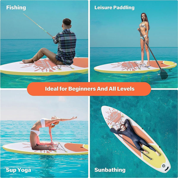 Supfirm Inflatable Stand Up Paddle Board – Simple Deluxe Premium SUP for All Skill Levels, Pink Paddle Boards for Adults & Youth, Blow Up Stand-Up Paddleboards with Accessories & Backpack, Surf Control