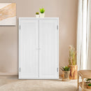 Supfirm Bathroom Storage Cabinet Freestanding Wooden Floor Cabinet with Adjustable Shelf and Double Door White