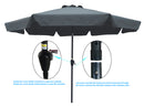 Supfirm Outdoor Patio Umbrella 10FT(3m)  WITH FLAP ,8pcs ribs,with tilt ,with crank,without base, grey/Anthracite,pole size 38mm(1.49inch)