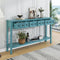 Supfirm TREXM Rustic Entryway Console Table, 60" Long Sofa Table with two Different Size Drawers and Bottom Shelf for Storage (Turquoise Green)