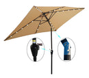 Supfirm 10 x 6.5t Rectangular Patio Solar LED Lighted Outdoor Market Umbrellas  with Crank and Push Button Tilt for Garden Shade Swimming Poo