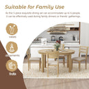 TREXM 5-Piece Multifunctional Dining Table Set, Farmhouse Dining Set with Extendable Round Table ,Two Small Drawers and 4 Upholstered Dining Chairs for Kitchen and Dining Room (Natural Wood Wash) - Supfirm