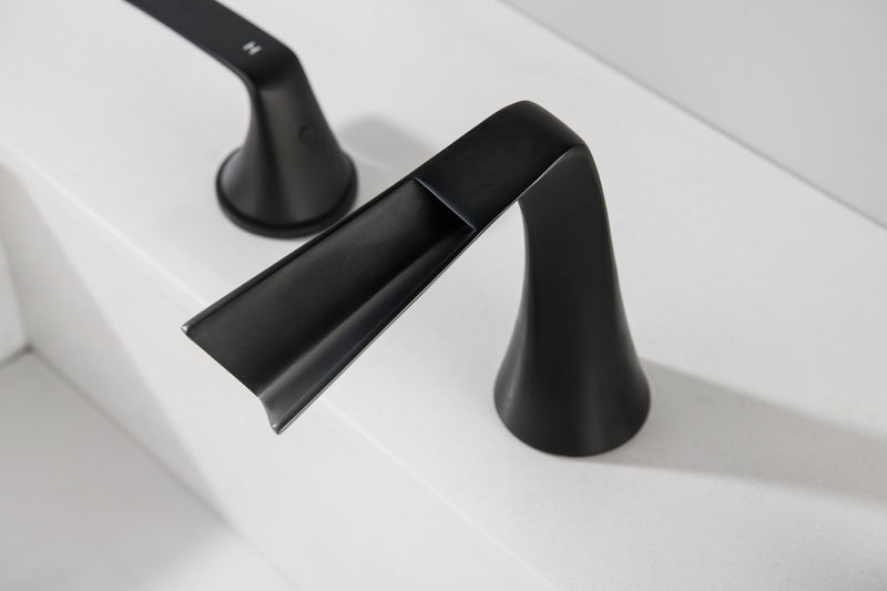 Supfirm Two Handles Three-Hole Widespread Bathroom Faucet in Matte Black
