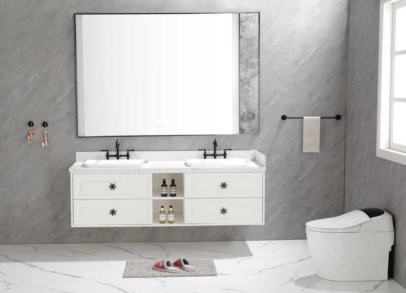 84*23*21in Wall Hung Doulble Sink Bath Vanity Cabinet Only in Bathroom Vanities without Tops - Supfirm