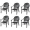 Supfirm Cast Aluminum Patio Dining Chair 6PCS With Black Frame and Cushions In Random Colors