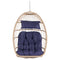 Supfirm Outdoor Garden Rattan Egg Swing Chair Hanging Chair  WOOD + DARK BLUE