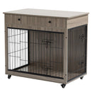 Dog Crate Furniture, Wooden Dog Crate End Table, 38.4 Inch Dog Kennel with 2 Drawers Storage, Heavy Duty Dog Crate, Decorative Pet Crate Dog Cage for Large Indoor Use (Grey) 38.4" L×23.2" W×35" H - Supfirm